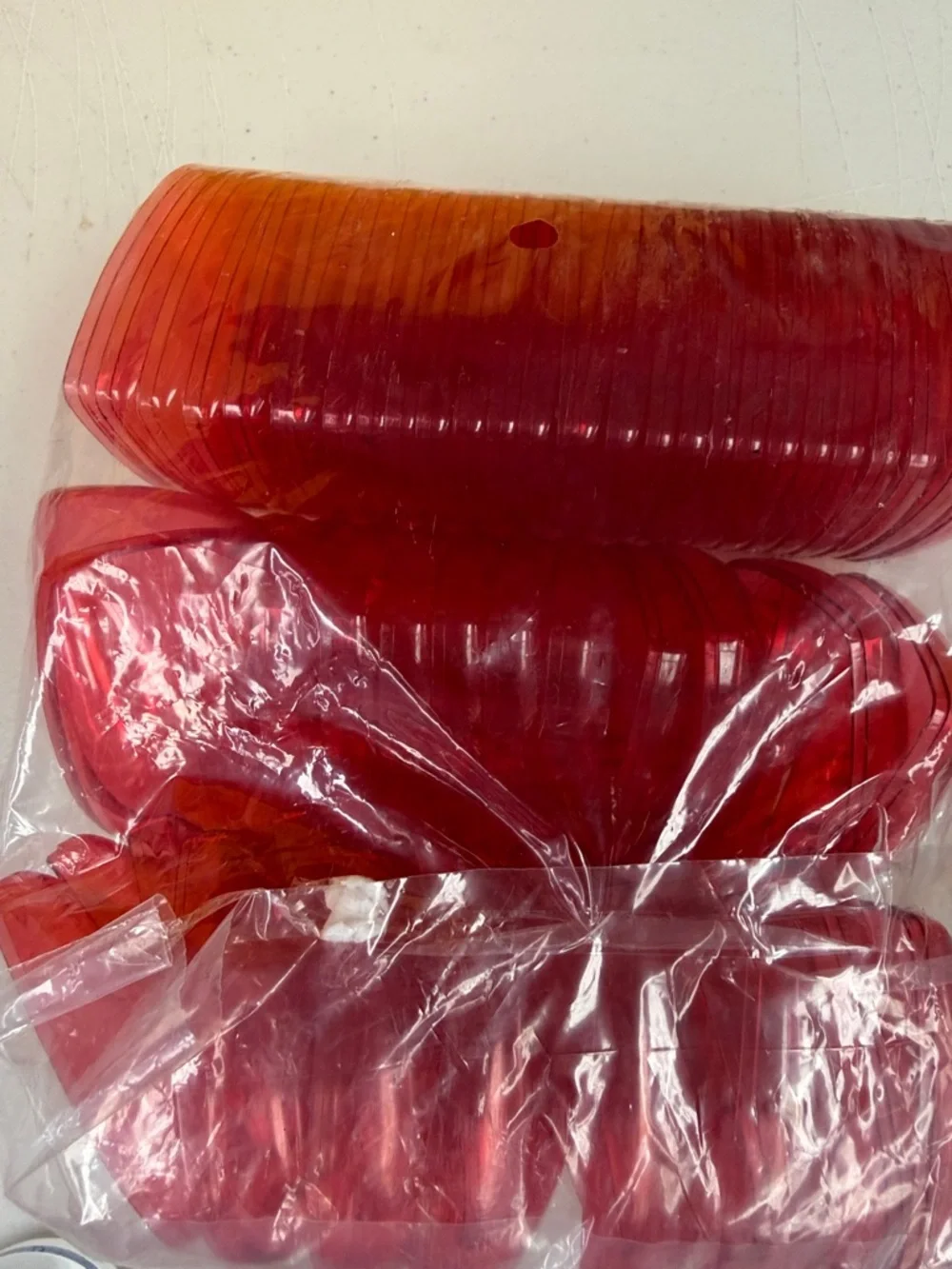 Fillable Red Plastic Hearts - with center holes to hang - bulk pack of red heart